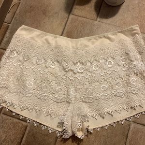Sans Souci Cream Lace Overlay Women's Shorts